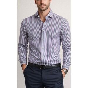 Polo Ralph Lauren Dress Shirt Sz 16 Classic Fit Long Sleeve Purple Green Striped